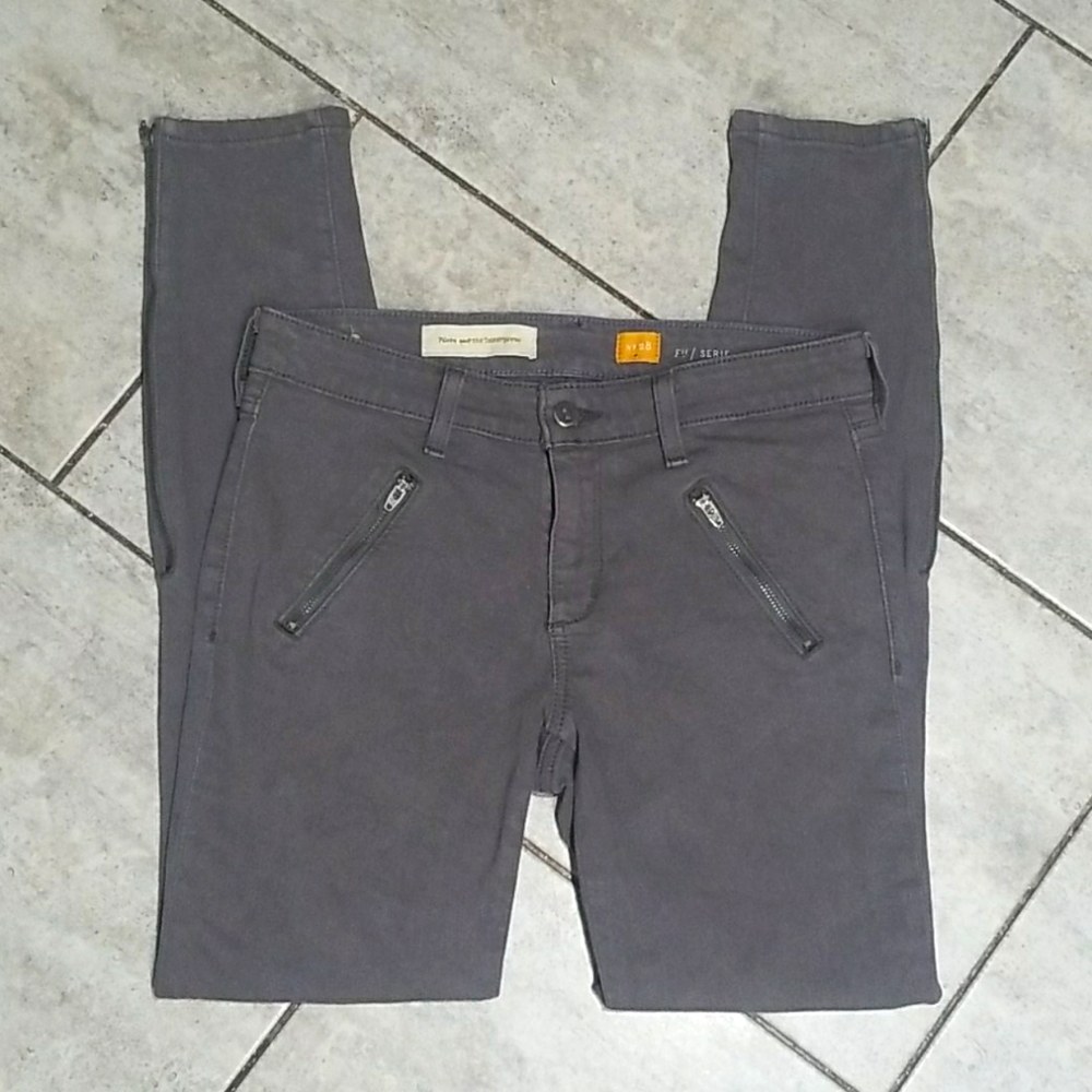 Anthropologie Pilcro Gray Serif Moto Sz 28 Jeans